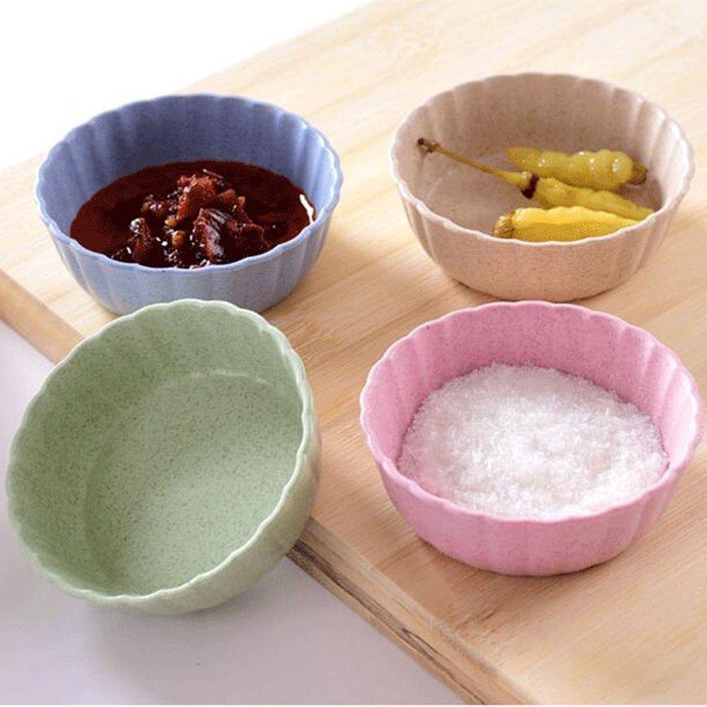 Set 4 Đĩa Đựng Nước Chấm Hình Tròn Bằng Chất Liệu Rơm Lúa Mì