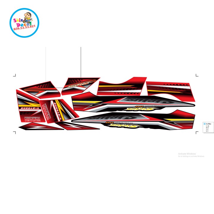 Tem xe SIRIUS ĐỎ ĐEN MẪU 1