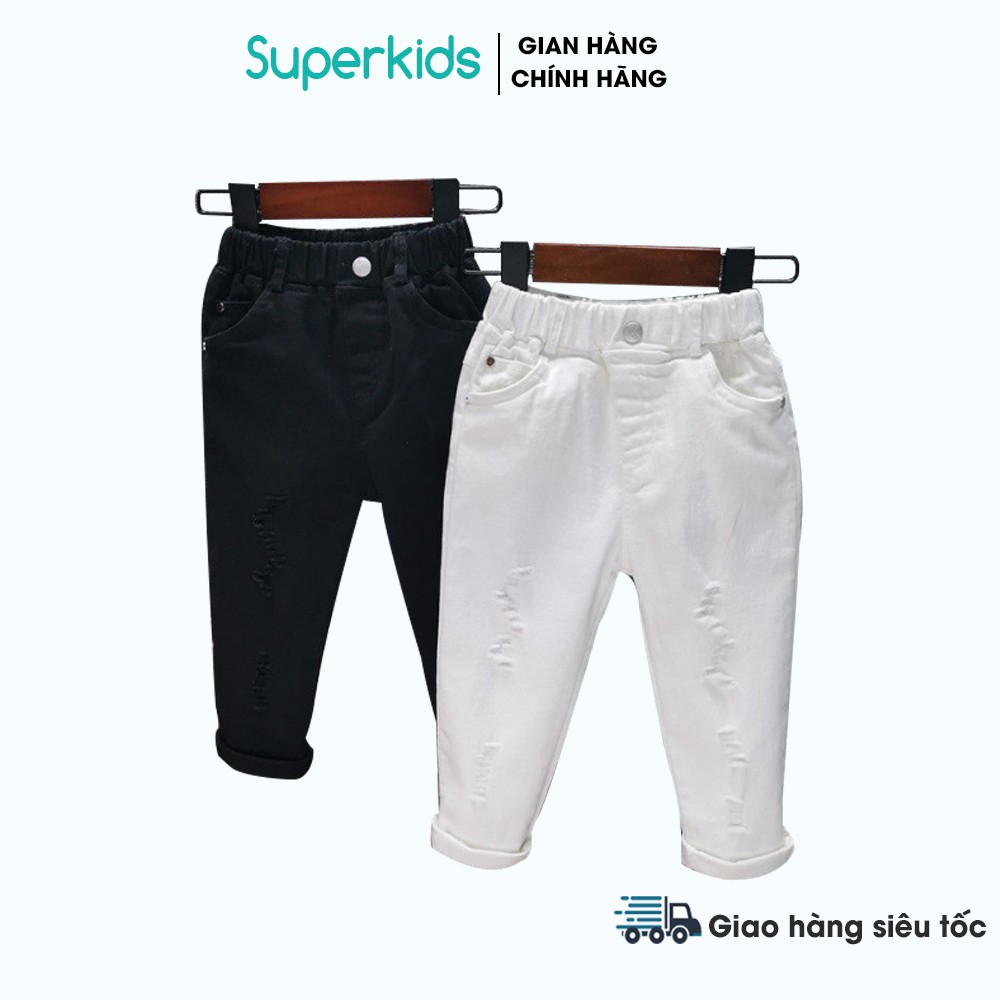 Quần Kaki Rách co dãn cho bé 12-27kg QATE441, quần jean cho bé Superkids