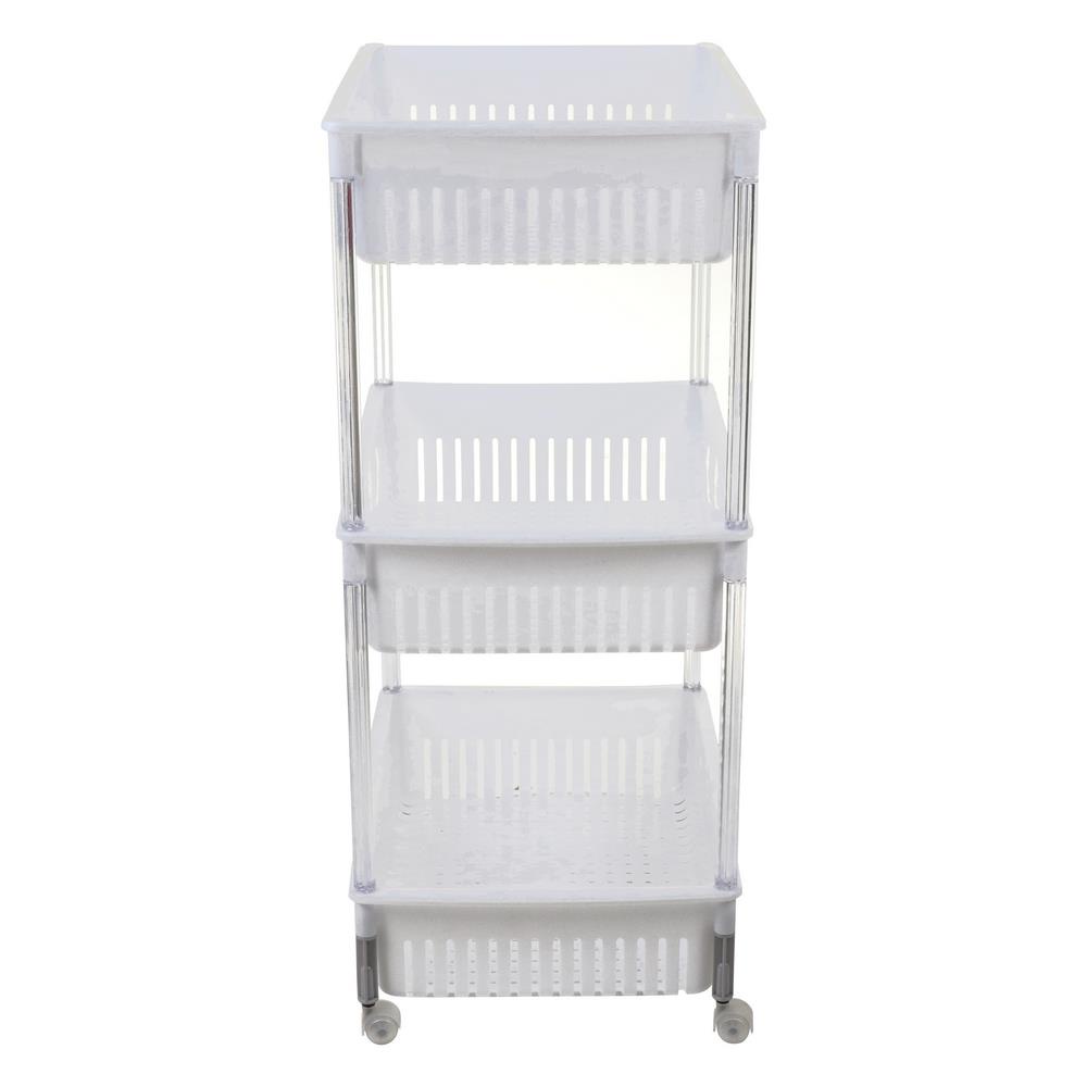 HomeBase KEYWAY Giá đựng đồ bằng nhựa có bánh xe AP383 Thái Lan W20,2xH83,2xD47,2 màu trắng
