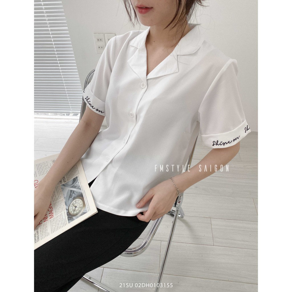 Áo sơ mi tay ngắn cổ vest thêu chữ ulzzang thời trang VM STYLE 22SU03DH0401 | BigBuy360 - bigbuy360.vn