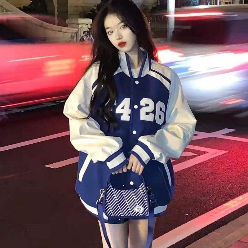 Áo khoác retro phong cách nhật bản polyester