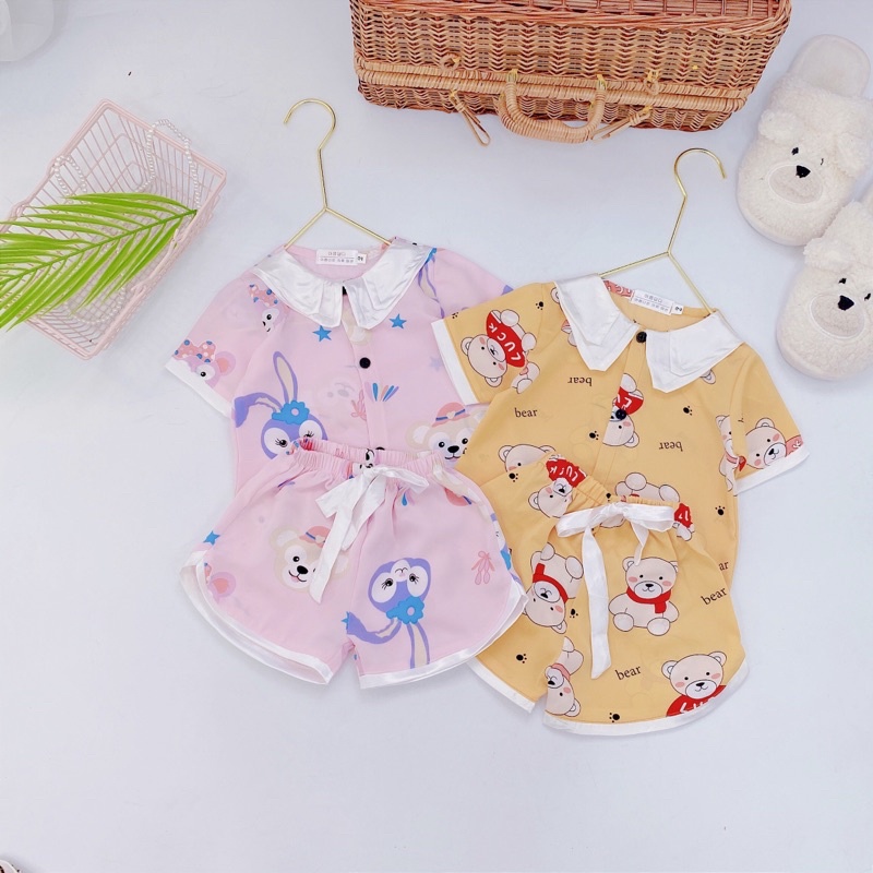 SIZE ĐẠI CỒ 22-35kg: Bộ lụa cộc tay bé gái siêu xinh - BLCTBG