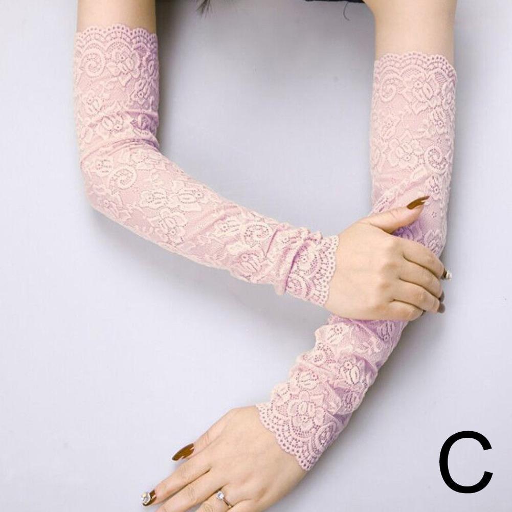 Găng Tay Dài Chống Nắng/Tia UV Phối Ren Thời Trang Cho Nữ O8P8