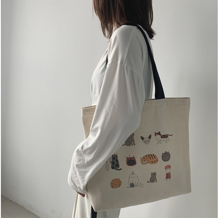 Túi xách canvas cỡ lớn phong cách Nhật Bản thời trang thu đông