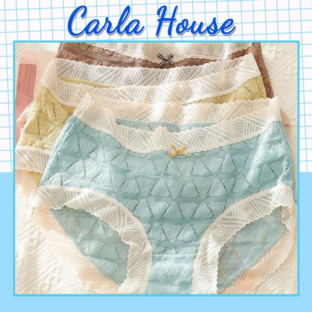 Quần Lót Nữ Cotton Thông Hơi CARLA Quả Trám Viền Ren