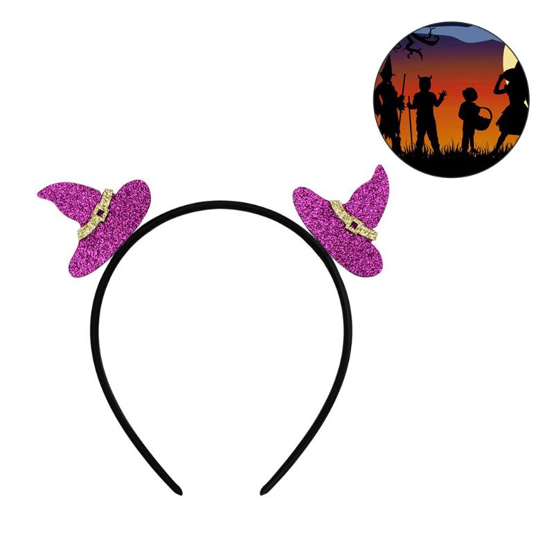 Băng Đô Tai Dơi / Bí Ngô / Mũ Phù Thủy Họa Tiết Hoạt Hình Lấp Lánh Hóa Trang Halloween Cho Người Lớn Và Trẻ Em