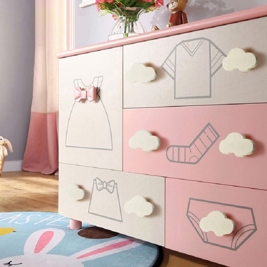 HCHCSet 2/4/6/10 tay nắm cửa tủ đồ nội thất hình đám mây nhiều màu cho phòng trẻ em