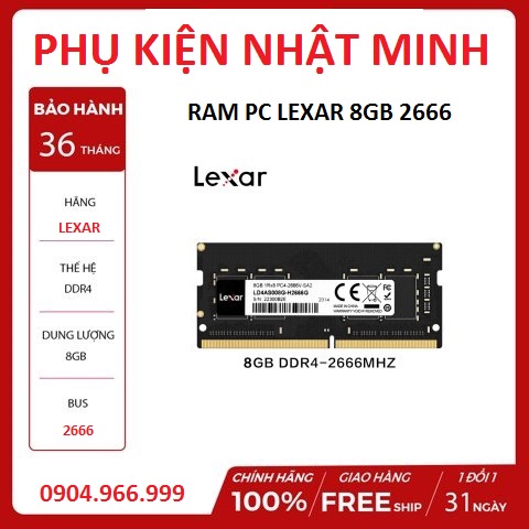 KO THỂ RẺ HƠN Ram máy tính PC LEXAR 8GB 1x8GB DDR4 2666Mhz hàng thương