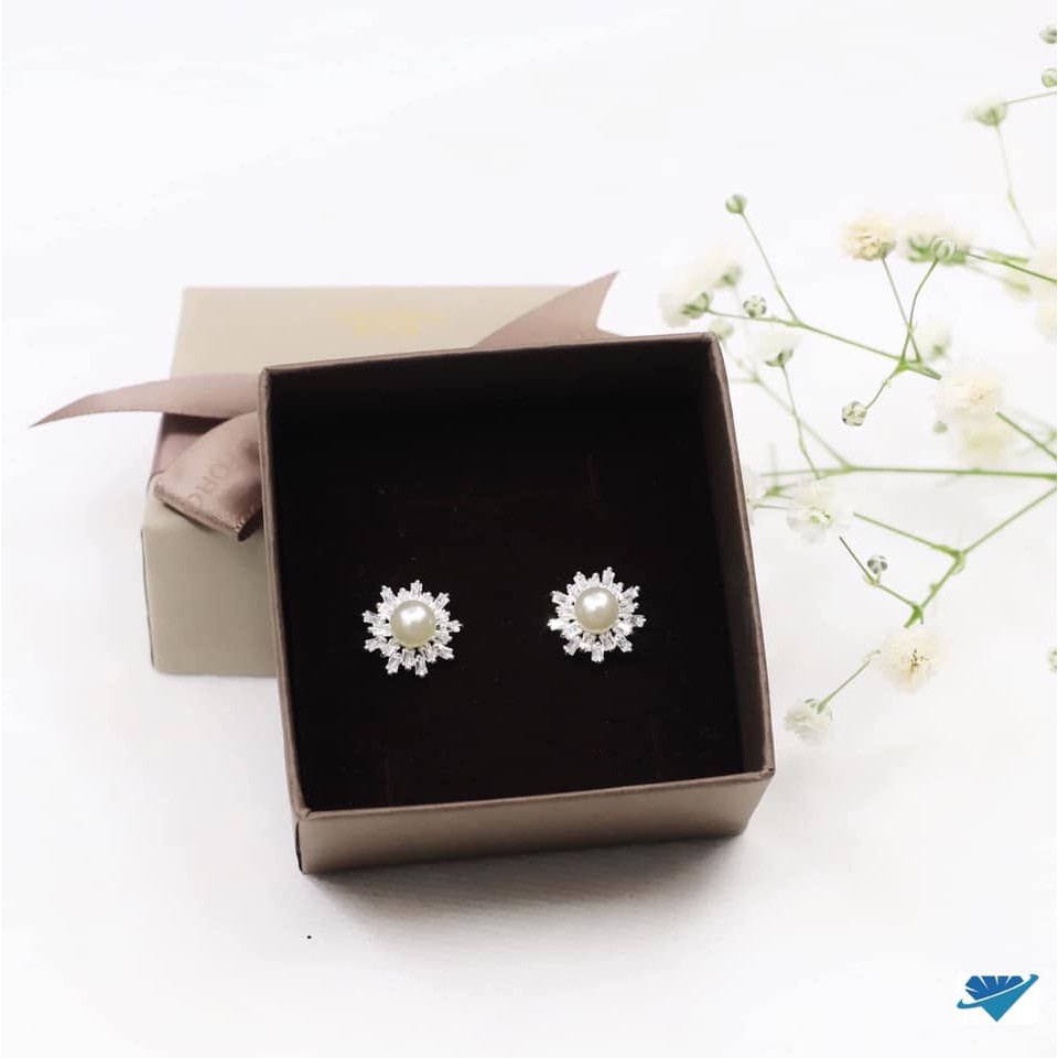 [FREE SHIP]Bông Tai Bạc Ta Đính Ngọc Đơn Giản Đẹp Bạc Ta Gentle Flower