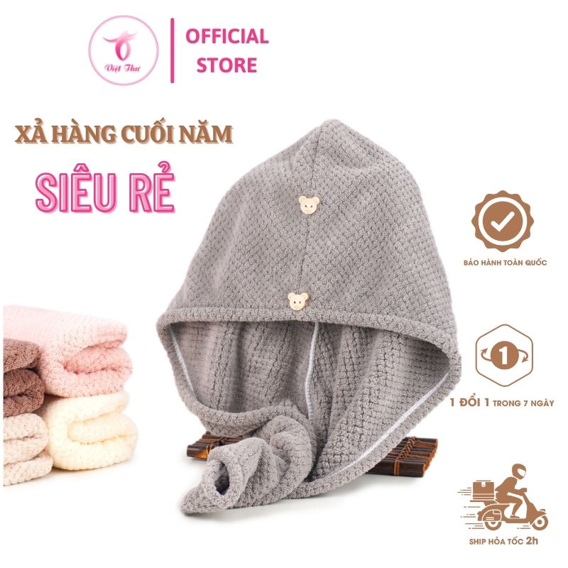 Khăn ủ tóc nhanh khô VIỆT THƯ, khăn quấn tóc MICROFIBER 1 lớp dày, siêu mềm, siêu thấm, 25x65cm, 80g