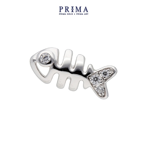 PRIMA Bông Tai Kim Cương - Vàng 18K - Xương Cá dễ thương (1 chiếc) - BST Mono Chic - 105E1232
