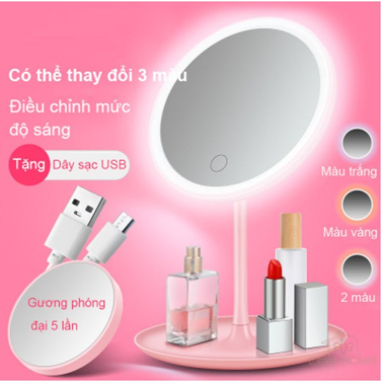 GƯƠNG TRANG ĐIỂM ĐỂ BÀN CÓ ĐÈN LED CẢM ỨNG CAO CẤP TÍCH ĐIỆN - 3 CHẾ ĐỘ ÁNH SÁNG MKZ156 | BigBuy360 - bigbuy360.vn