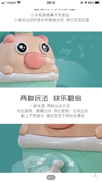 Đồ chơi nhà tắm vòi hoa sen tự động hút nước, phun mưa