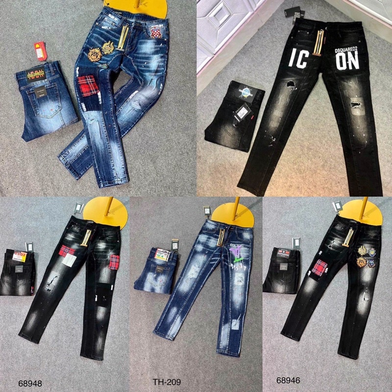 quần bò côn dsq2 séc lệch hot tren