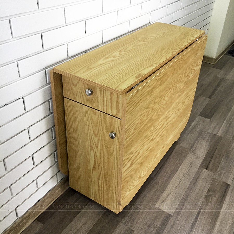 Bàn ăn gấp gọn thông minh VANU DECOR có bánh xe di chuyển tiện lợi  BA090