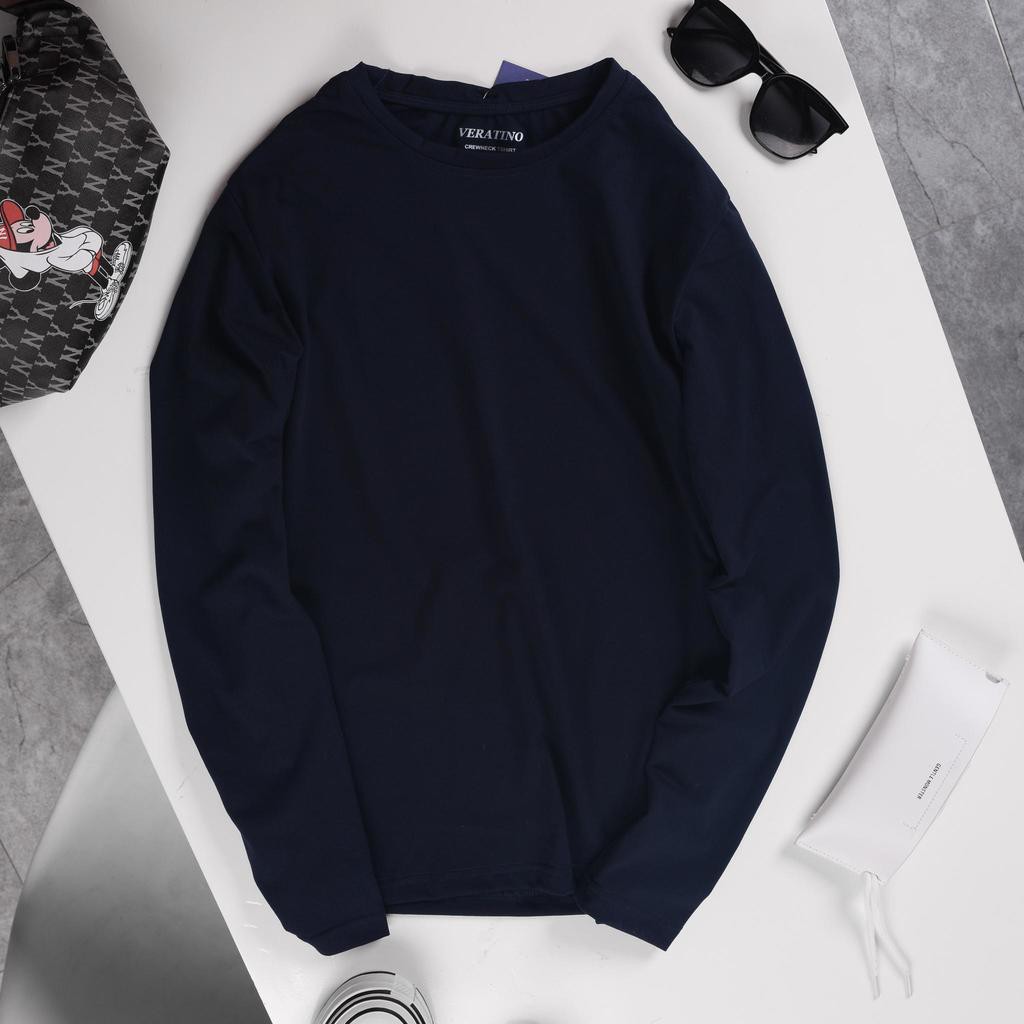 Áo thun tay dài nam giữ nhiệt cổ tròn chất cotton co giãn, thấm hút tốt mặc thu đông