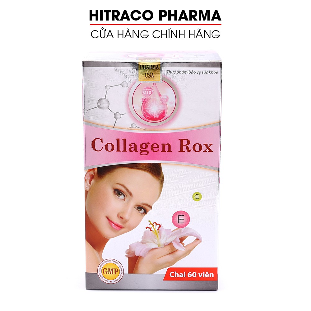 Viên uống đẹp da Collagen Rox bổ sung Vitamin E C chống lão hóa, ngừa nếp nhăn - Hộp 60 viên [Collagen Rox Hồng Cô gái]