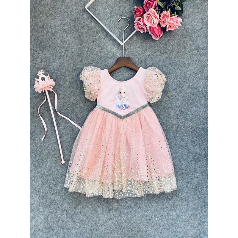 Váy elsa đính nơ sau