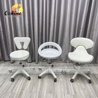 Ghế Trang Điểm Xoay, Ghế Làm Việc, Ghế Tựa Trắng Bánh Xe Chân Nhựa Trắng Siêu Sang Chảnh ( Hình thật Shop Chụp)