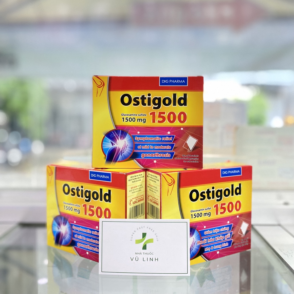 ( CHÍNH HÃNG) Ostigold 1500mg_ Giảm thoái hóa khớp gối nhẹ và trung bình( hộp 24 gói)