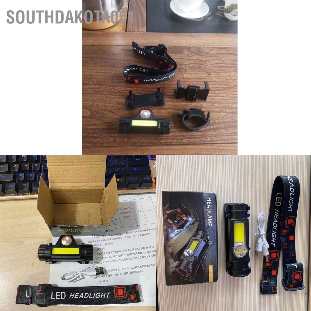 Southdakota051 Đèn pha sạc USB Đa chức năng pin nam châm mạnh mẽ LED cho câu cá cắm trại ngoài trời