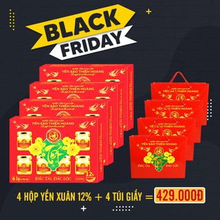 4 Hộp Yến Xuân 12% Thiên Hoàng Và 4 Túi Giấy
