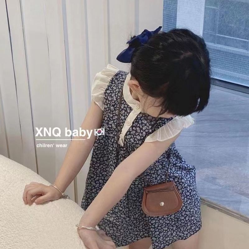 Bộ Đầm Công Chúa Mùa Hè Sát Nách Bằng Cotton Trơn Thoải Mái In Họa Tiết Hoa Thời Trang Phong Cách Hàn Quốc Cho Bé Gái 5 Tuổi