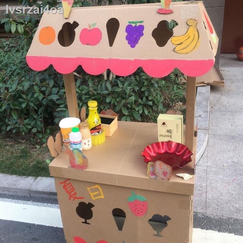 [Mới nhất ]Hộp bìa cứng đồ chơi tự làm thủ công cửa hàng nhỏ xe bán động nhà bếp các tông mô phỏng hình cho trẻ em