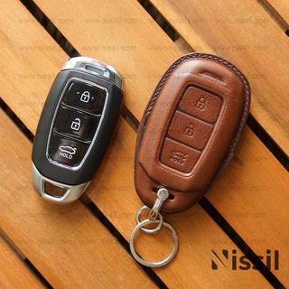 Bao da Hyundai Accent 3 nút, Kona, Santafe - Da Vachetta - bao da chìa khoá ô tô