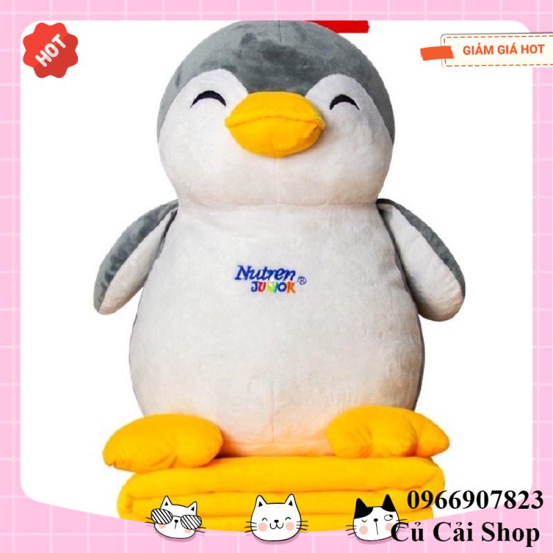 Bò sữa bông cho bé,Set chim cánh cụt kèm chăn