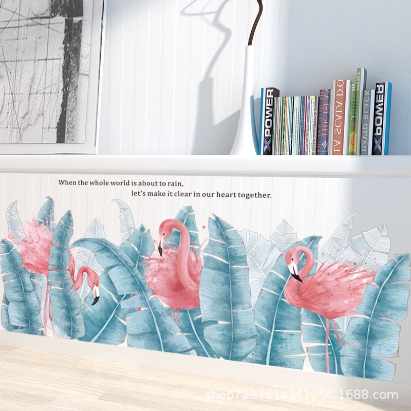 Decal Dán tường mẫu Hạc Lá cây dán chân tường xinh xắn