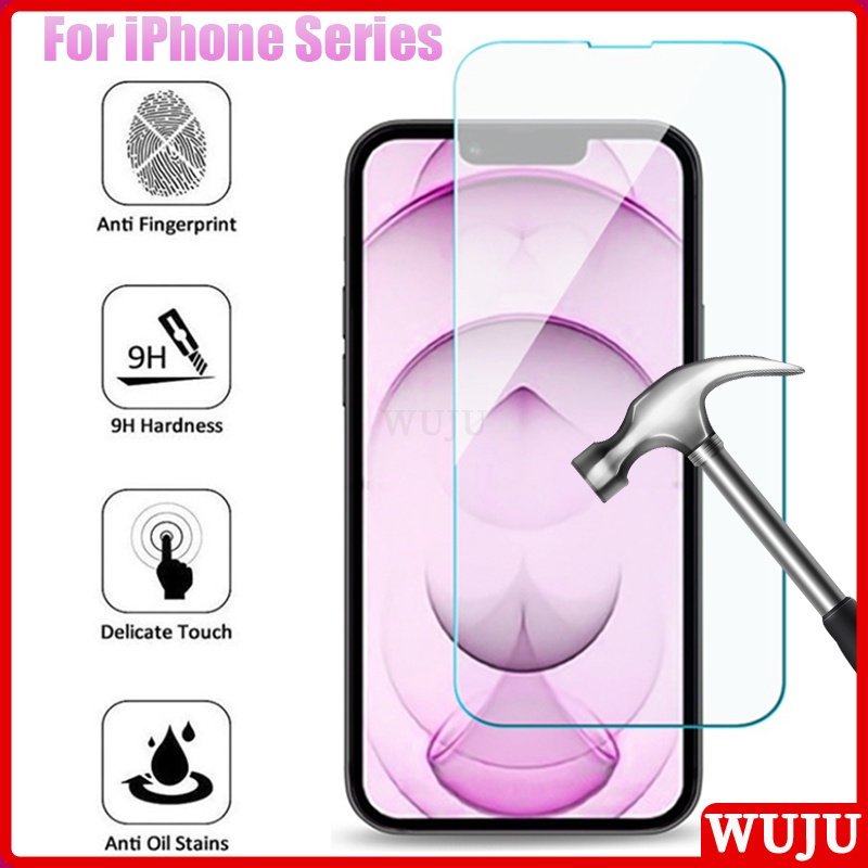 Kính cường lực 9H 2.5D trong suốt thích hợp cho iPhone 11 12 13 14 15 Pro Max XS Max XR X 7 8 14 15 Plus SE