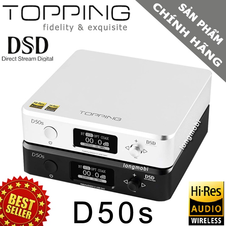 Topping D50s, Bộ Giải Mã Âm Thanh DSD512 OCM 768khz,32bit