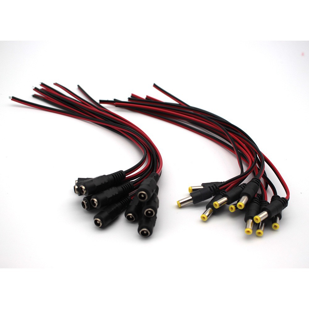 Bộ 10 dây cáp chuyển đổi âm dương 12V DC cho dây đèn LED &amp; CCTV Camera