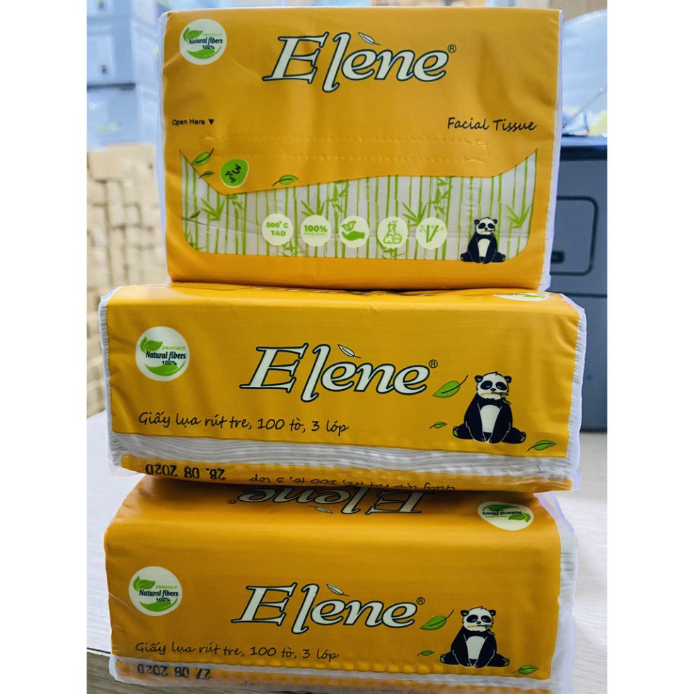 Combo 2 gói khăn giấy rút [𝐅𝐑𝐄𝐄𝐒𝐇𝐈𝐏] gấu trúc Elene 100 tờ 3 lớp (Hàng công ty Thuận Phát)