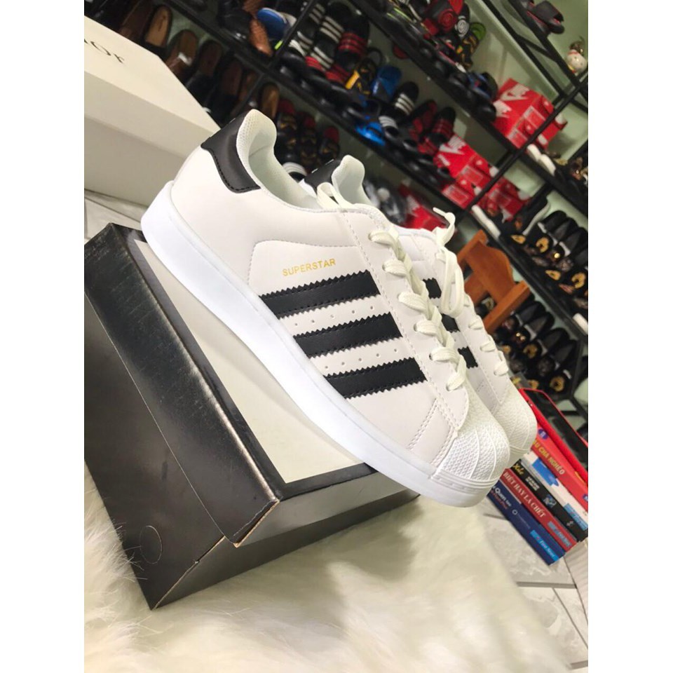 Giày adidas ⚡️𝐒𝐢ê𝐮 𝐑ẻ⚡️ mũi trơn trắng 3 sọc FULL BOX