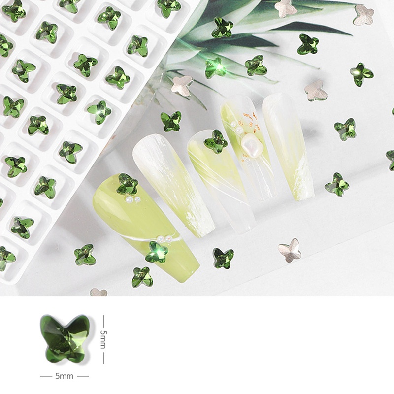 Set 30 Phụ Kiện Trang Trí Móng Nghệ Thuật Hình Bướm Đính Đá Xinh Xắn