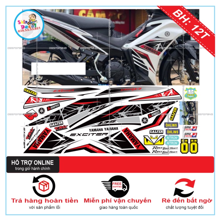 TEM RỜI EX 2011 TRẮNG ĐỎ NEW -- SHIN DECAL 2