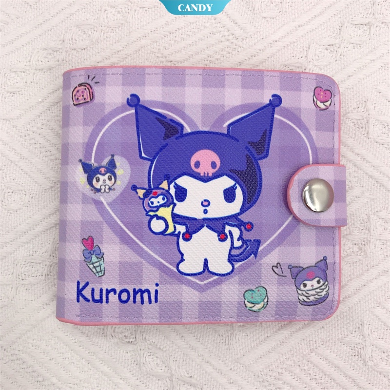 SANRIO Ví Ngắn Gập 2 Có Khóa Kéo In Hình kuromi melody Dễ Thương Cho Nữ