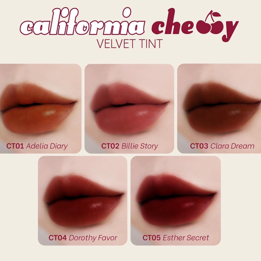 Combo Son kem lì Dearmay California Cherry Velvet Tint 4.4g + Son thỏi lì Dearmay Breeze Matte Lip 3.6g