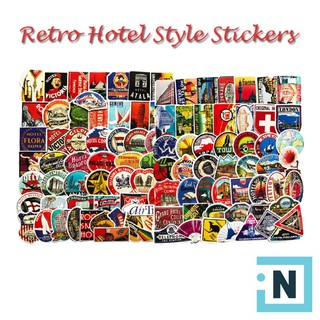 [ iNote ] Set 50~55 Sticker Dán PVC Retro Hotel