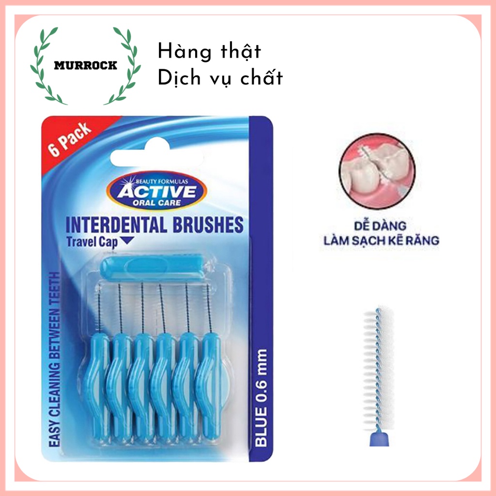 Bàn chải kẽ răng Beauty Formulas Active Interdental Brushes làm sạch kẽ răng UK Anh Quốc  0.45 - 0.6mm