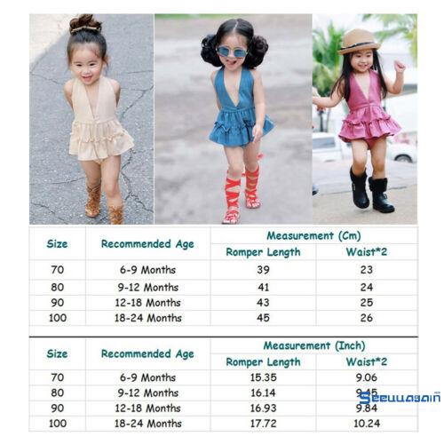❥☀✿SEEBaby Girl Clothes Ruffles Solid Color Sleeveless Deep V Neck Romper Dress