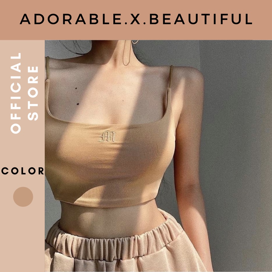 Áo Hai Dây Thời Trang Ulzzang Họa Tiết Chữ M, [AdorablexBeautiful], Top Hai Dây Basic 3 Màu Hot Trend 2021 Ảnh Thật