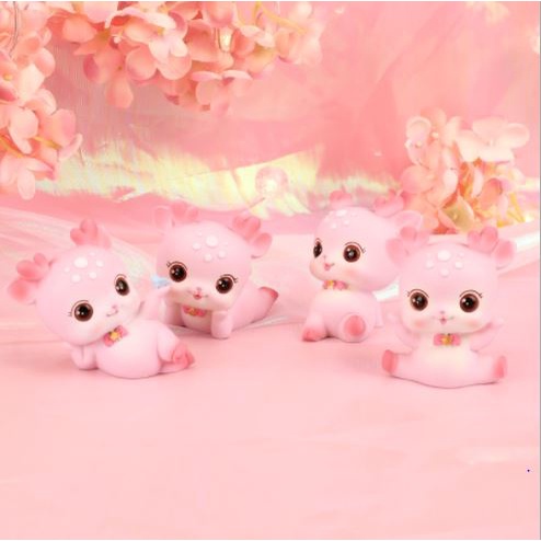 Phụ kiện bánh sinh nhật bánh kem - Set 4 chú trâu hồng, cam