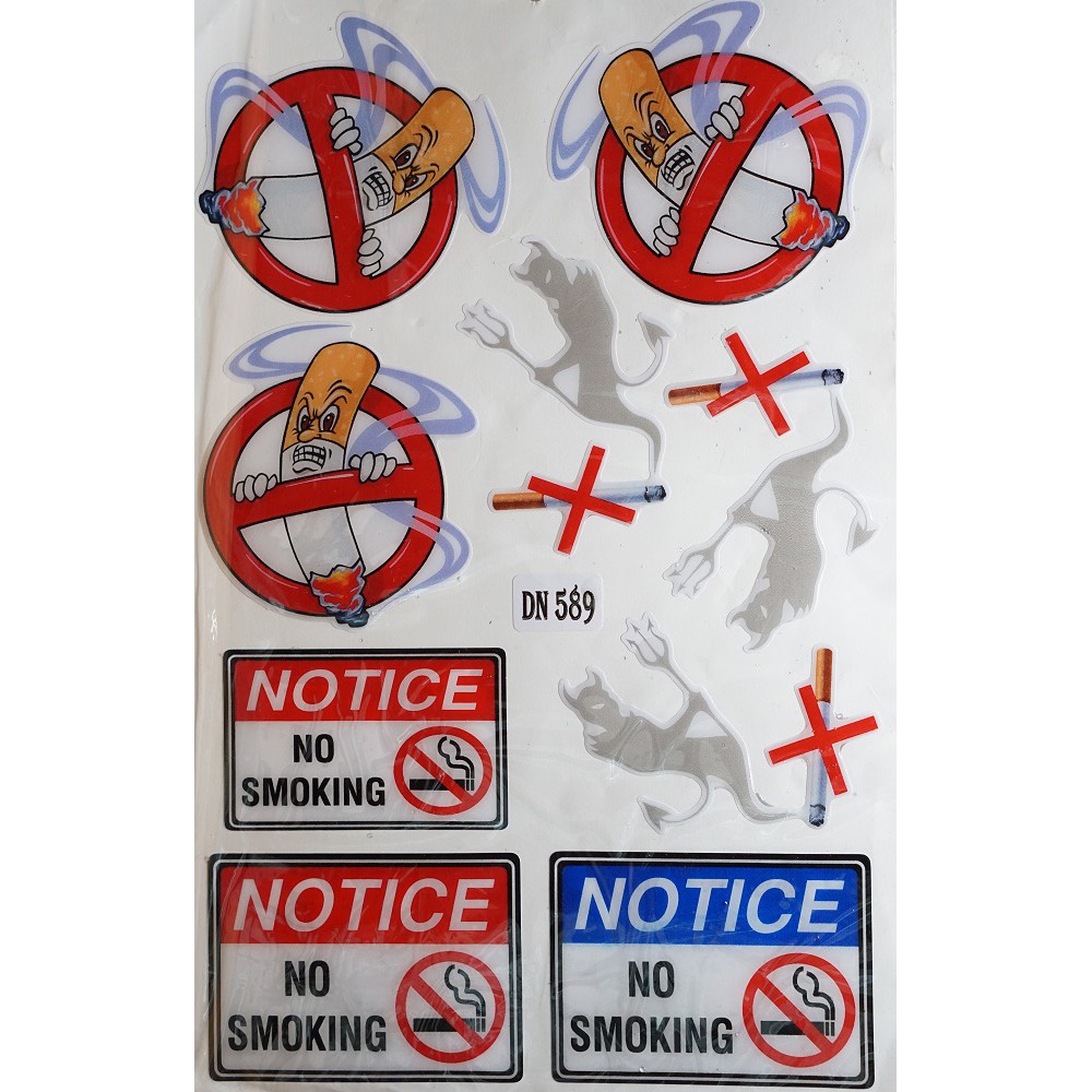 Bộ 9 Decal Hồn Ma Khói Thuốc (1 tấm lớn-DN589)