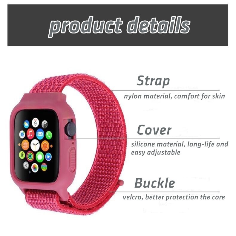 Bộ dây đeo + vỏ bảo vệ thích hợp cho đồng hồ thông minh Apple Watch Series Pro 6 5 4 3 2 1