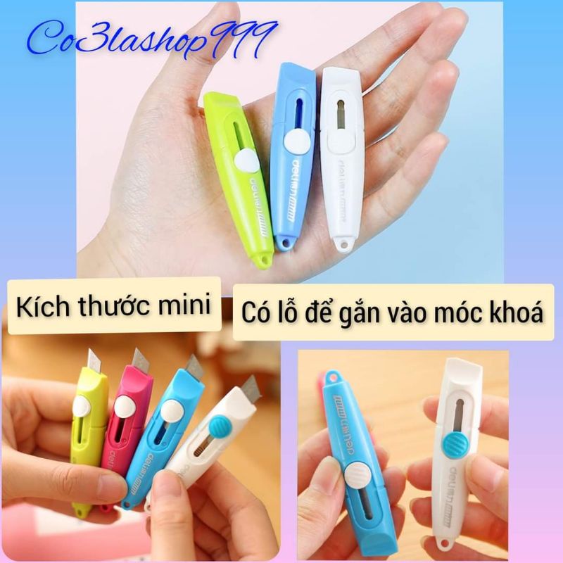 Dao rọc giấy deli size mini có lỗ để gắn vào móc khoá nhiều mẫu