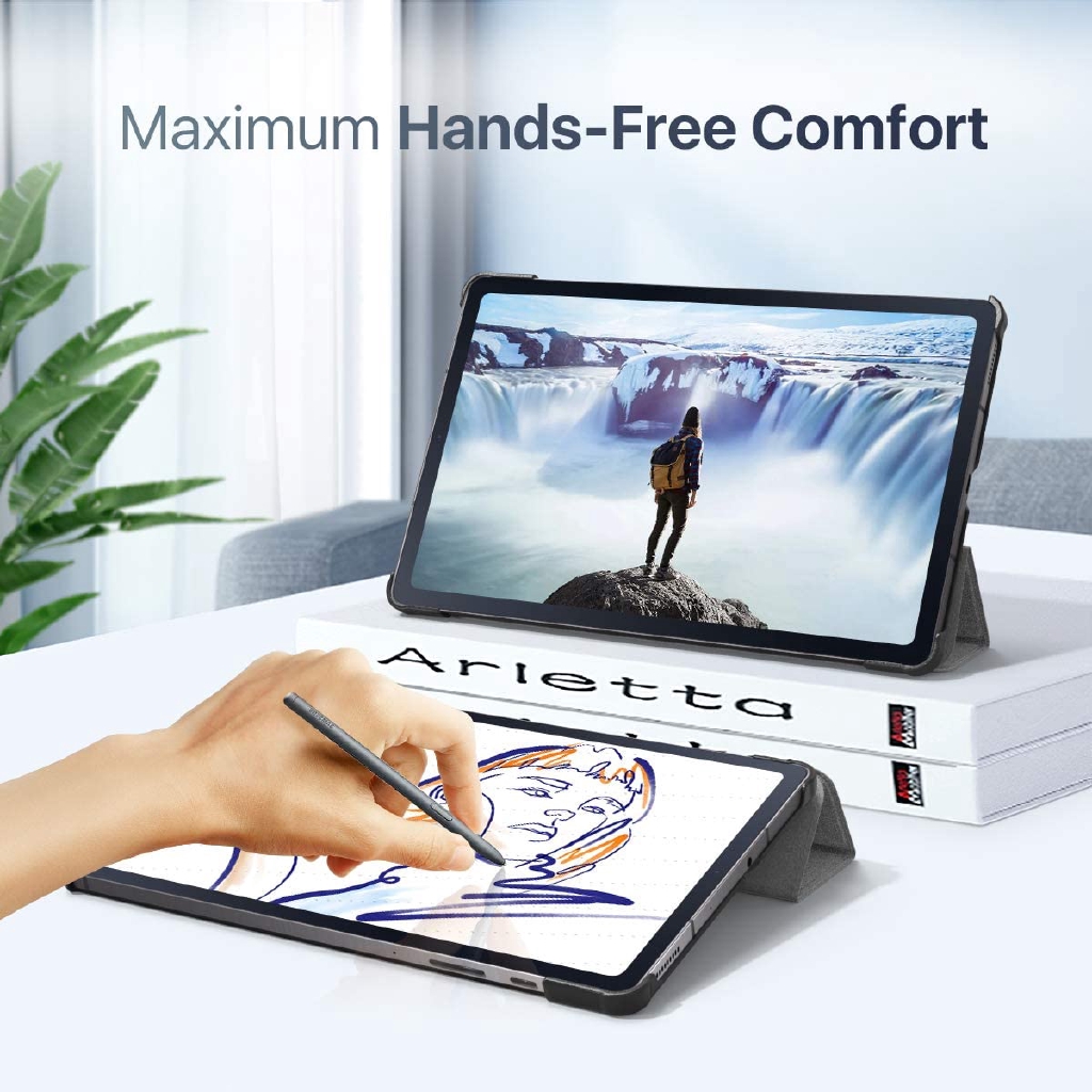 Bao Da Máy Tính Bảng Ba Bánh Tự Động Tắt / Mở Kèm Giá Đỡ Bút Cho Samsung Galaxy Tab S6 Lite 10.4 2022 / 2020